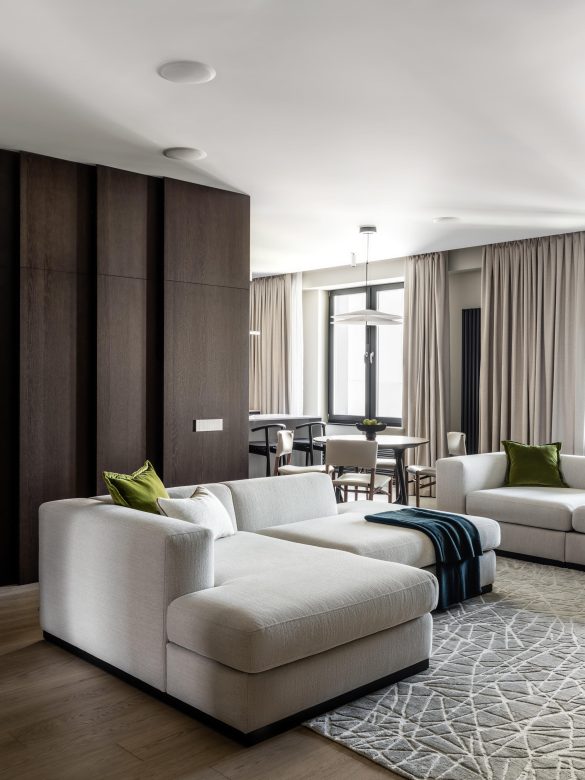 View of Wooden textures and green shades: 170 sq. m apartment in Moscow ...