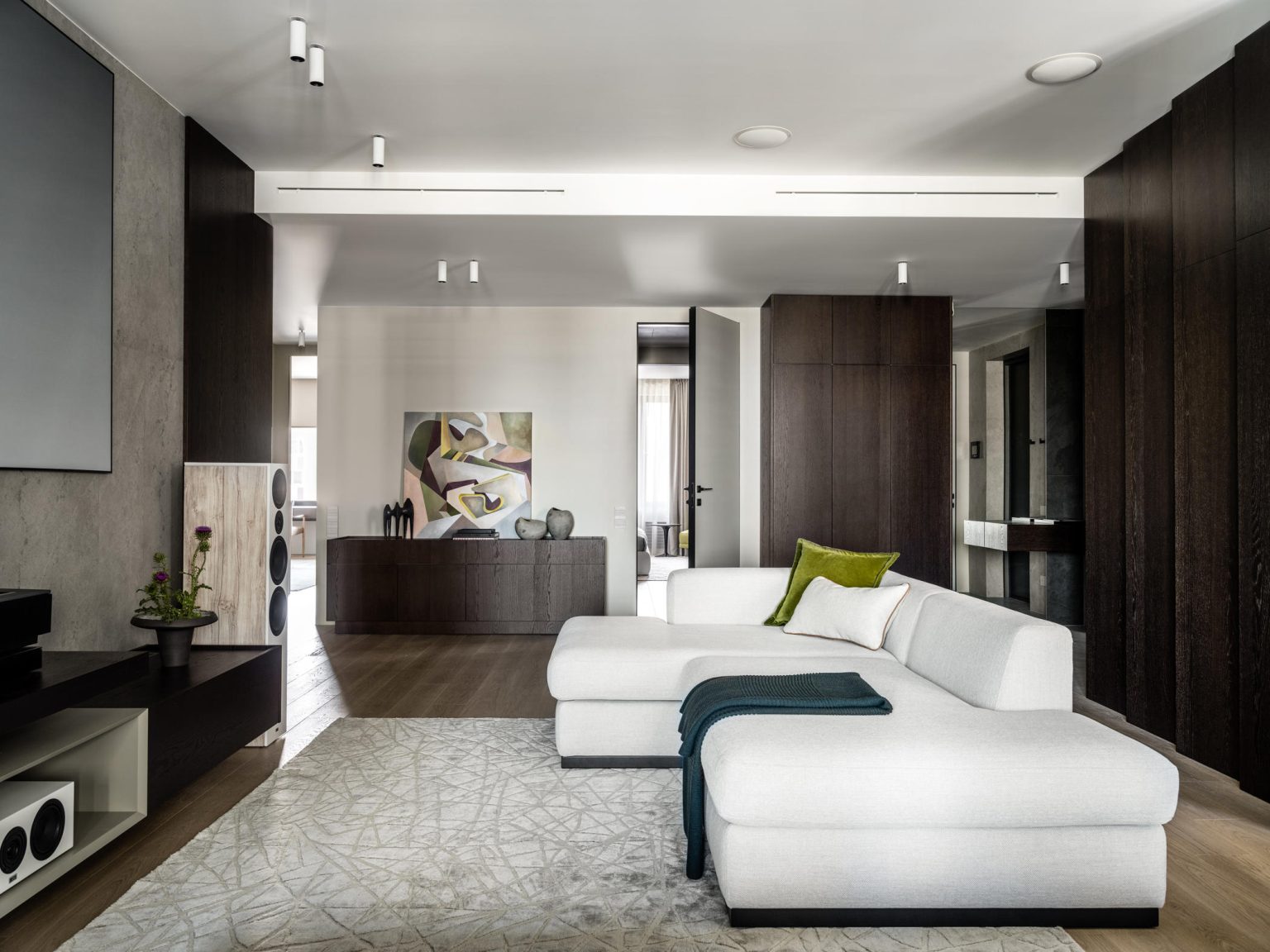 Fresh Look at Wooden Textures And Green Shades 170 Sq M Apartment In