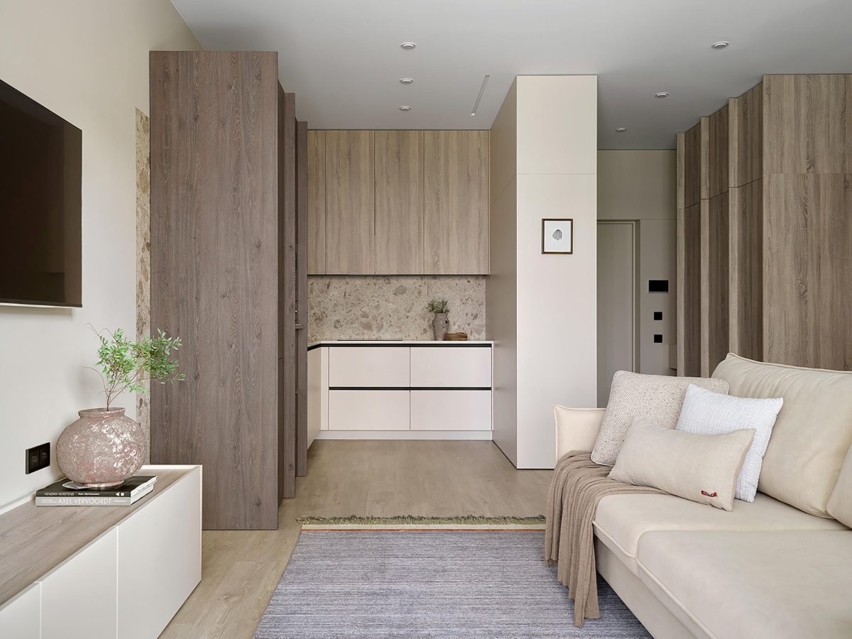 Tranquil, cozy, and easy-customizable beige 79 m2 apartment with a walk ...