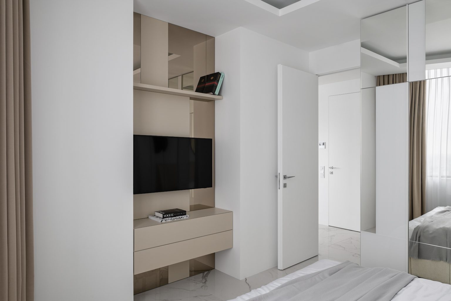 White glossy apartment with a city view by Alexander Tischler ...